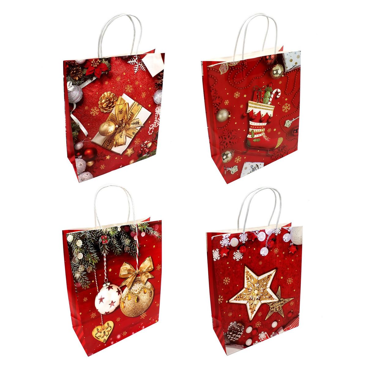 GENERICO - BOLSA DE REGALO PAPEL NAVIDAD 26X32X12 X12UNI