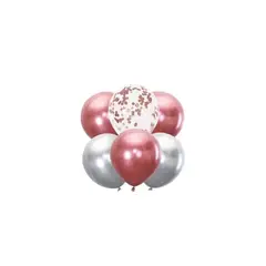 GENERICO - Set De Globos Cromados Rosa 6pcs