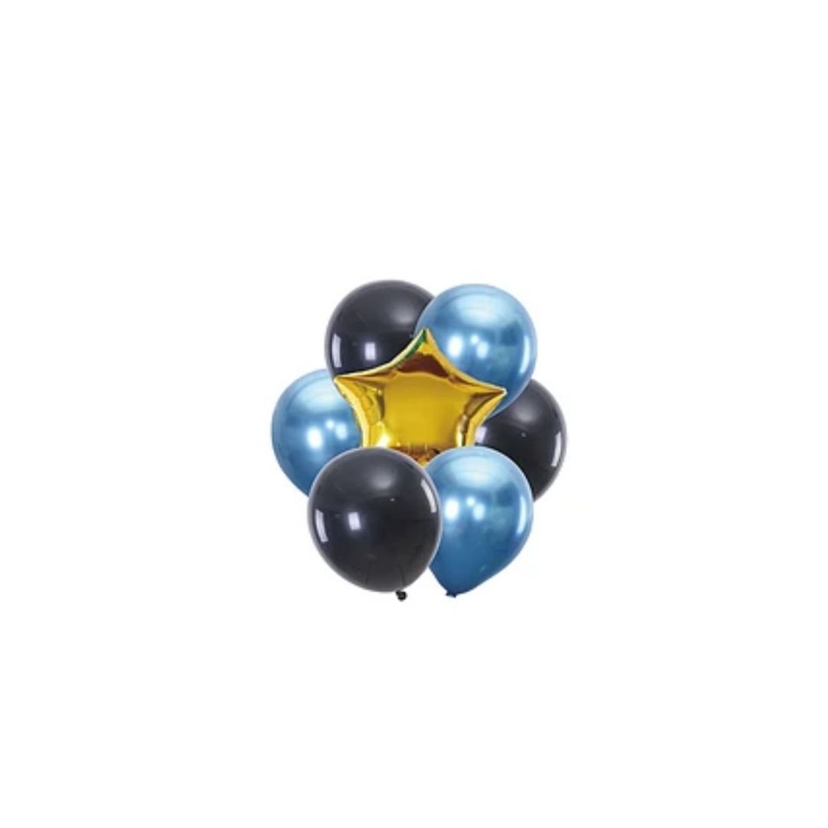 GENERICO - Set De Globos Azul y Negro 6pcs