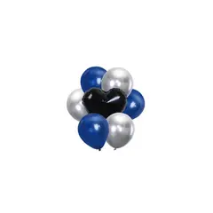 GENERICO - Set De Globos Azul Negro Plateado 7pcs