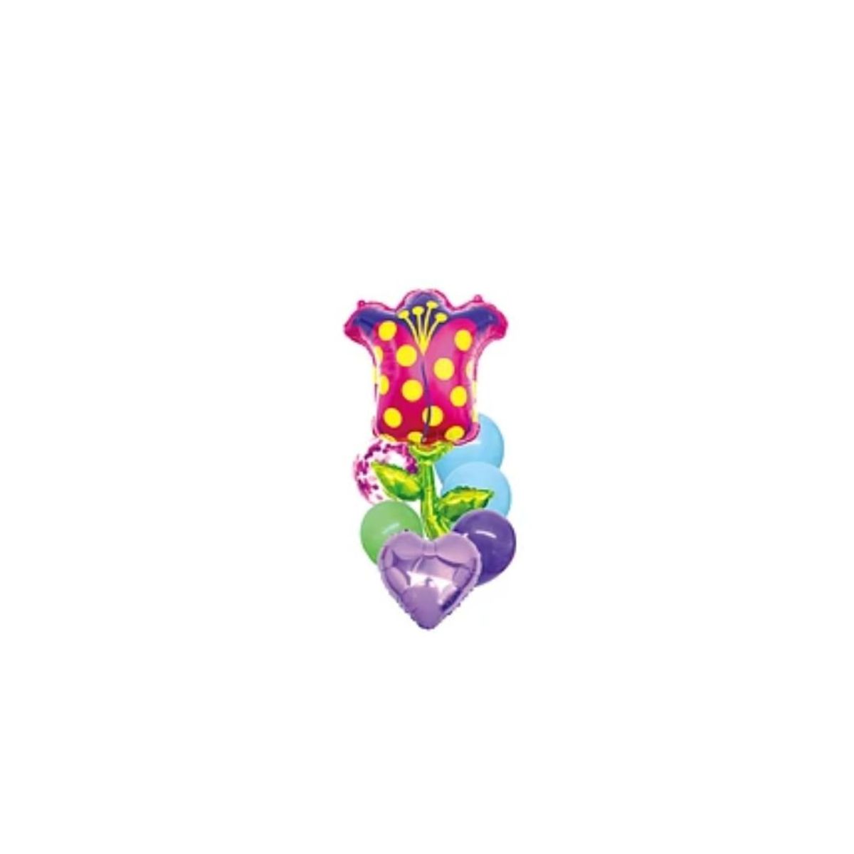 GENERICO - Set Globos Con Flor Color Rosa 7pcs