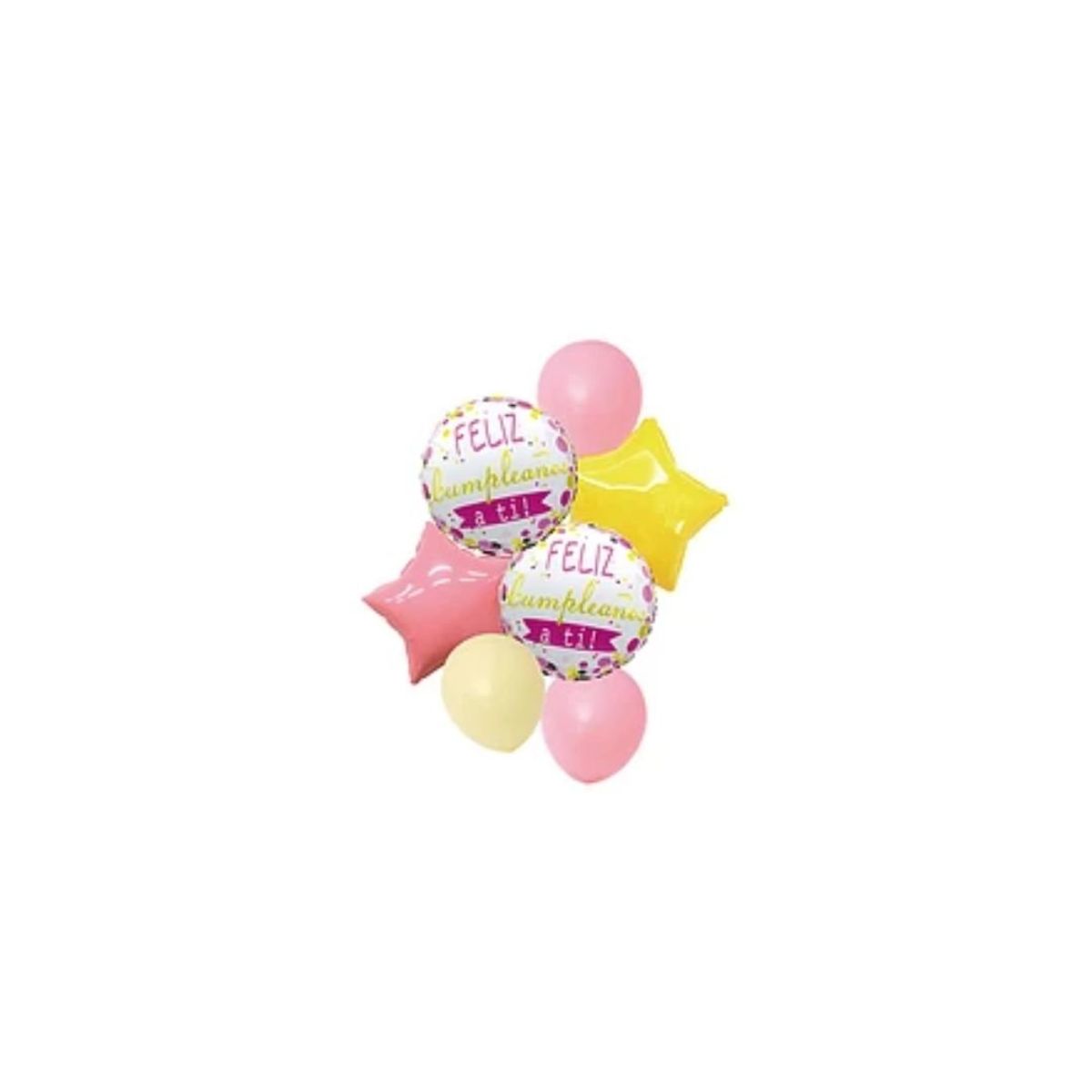 GENERICO - Set De Globos Feliz Cumpleaños Rosa 7pcs