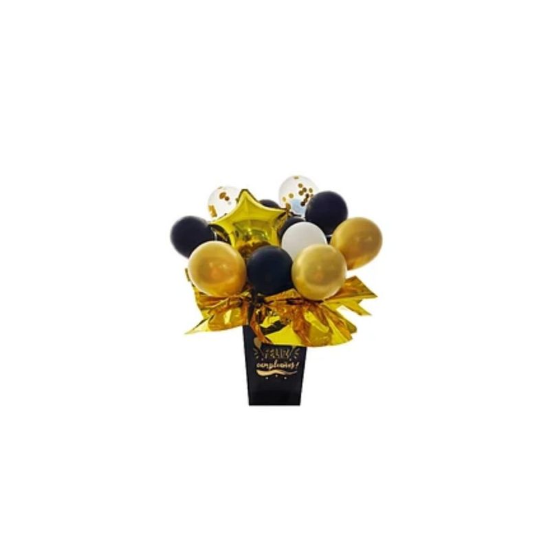 GENERICO - Set De Globos Dorado y Negro Feliz Cumpleaños 23pcs