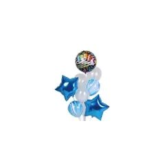 GENERICO - Set De Globos De Cumpleaños Azul y Blanco 9pcs