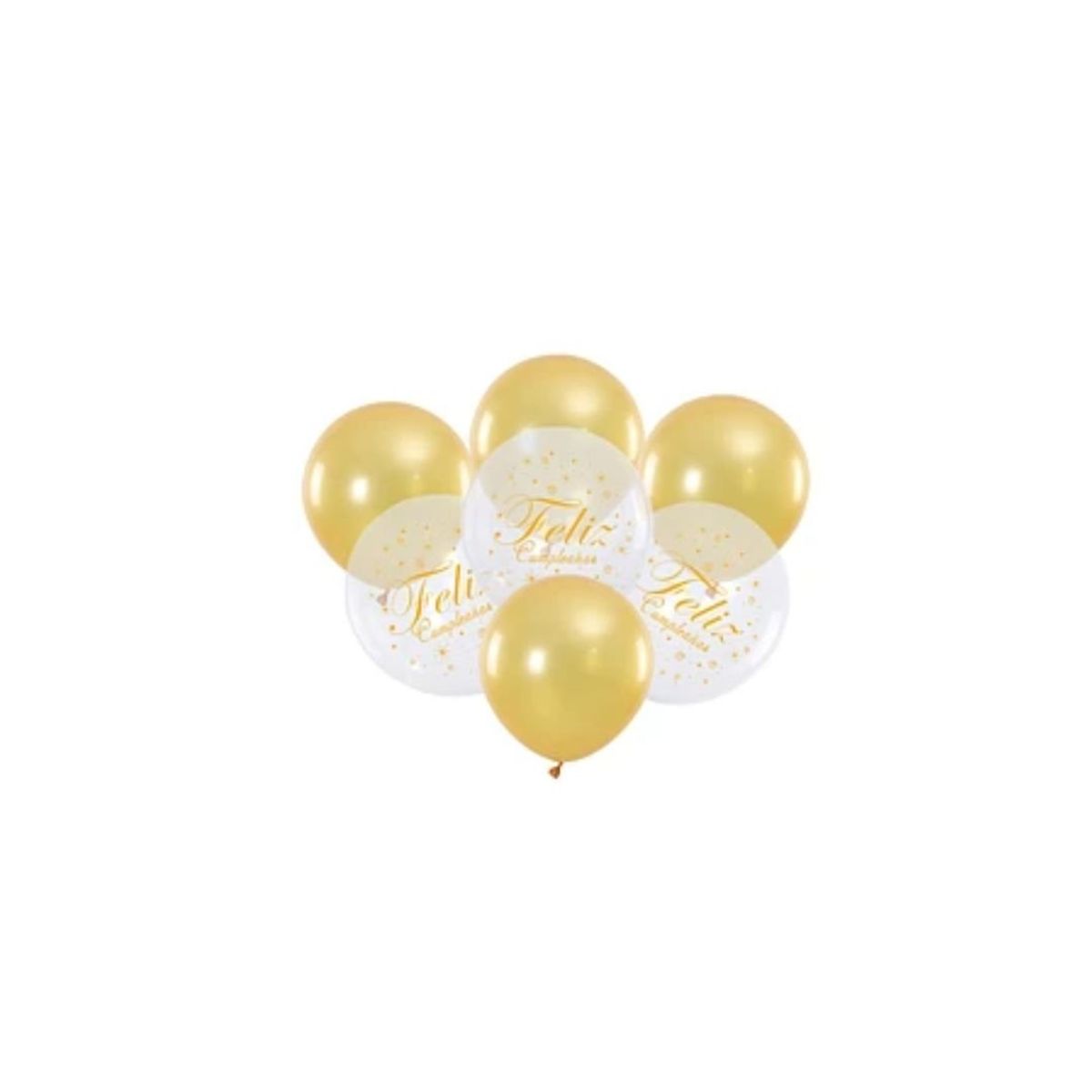 GENERICO - Set De Globos Feliz Cumpleaños Dorado 7pcs