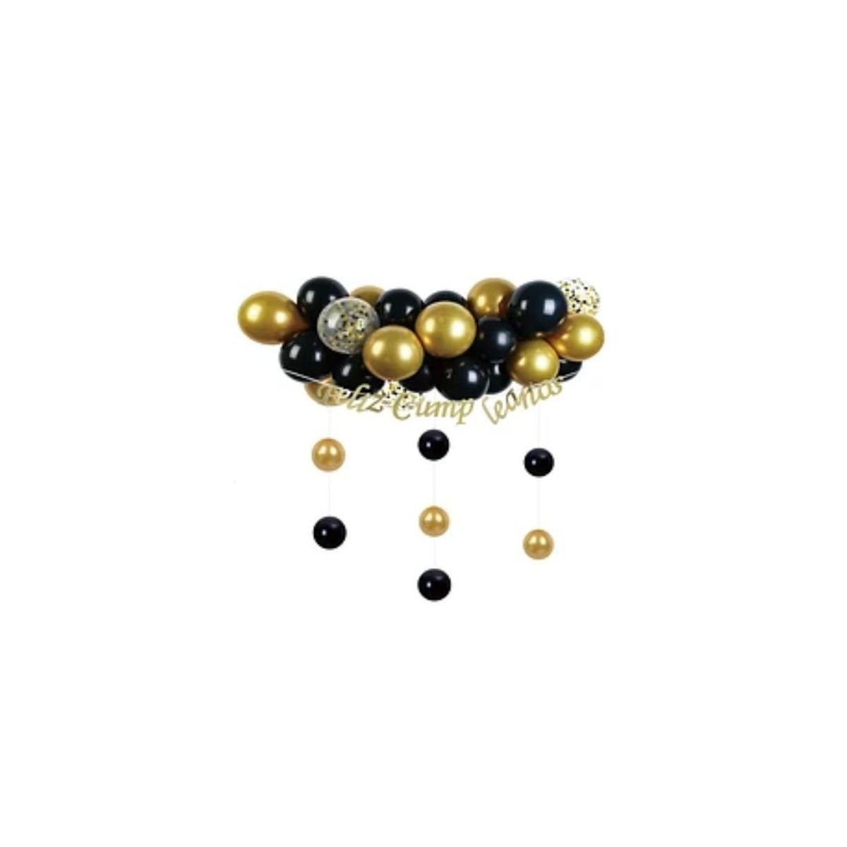 GENERICO - Set De Globos De Látex Dorado y Negro 36pcs