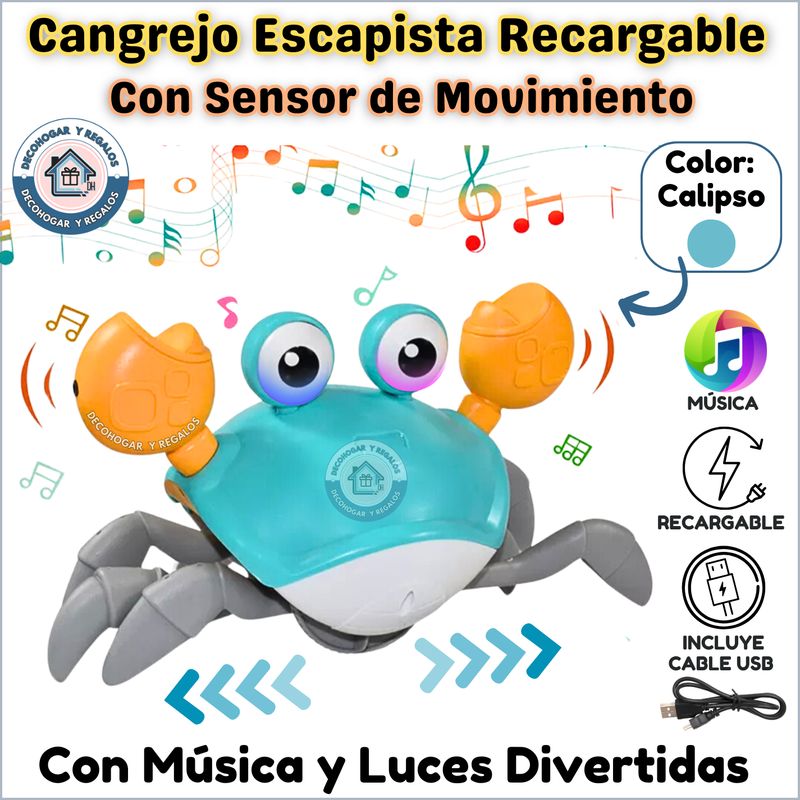 GENERICO - Juguete Cangrejo Músical Escapista Recargable Con Luz Led