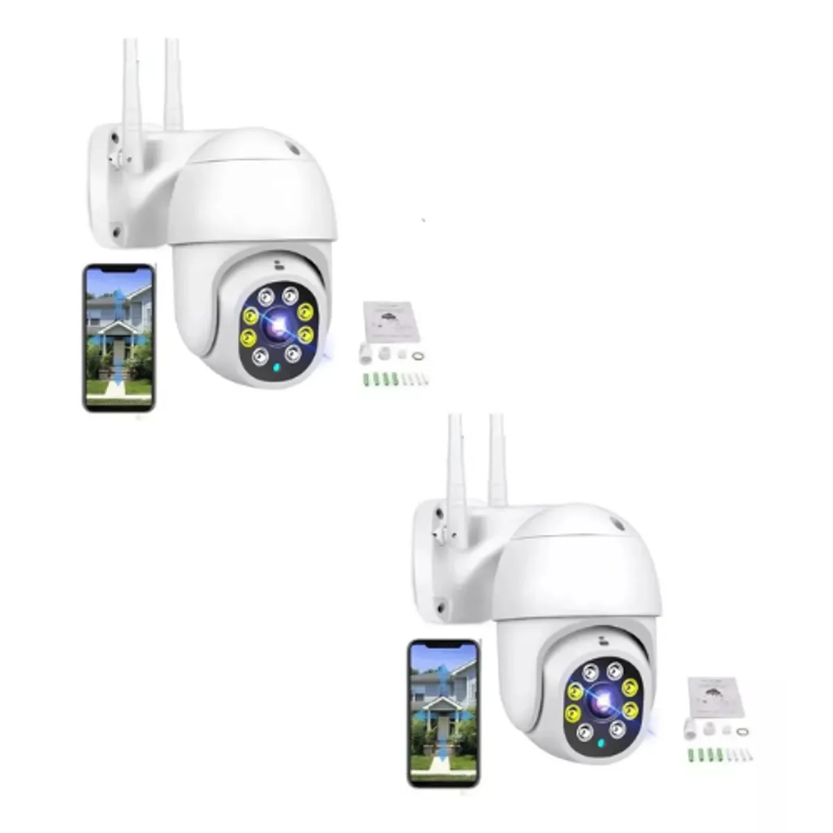 IRM - Pack X2 Cámara De Seguridad Exterior Wifi 1080 360 Visión Nocturna Impermeable