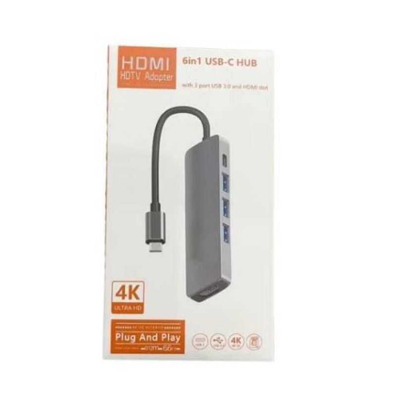 GENERICO - Adaptador Usb Hub Tipo C 3 X Usb 3.0 Tf Micro Sd 6en1
