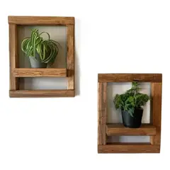 GENERICO - Soporte De Planta De Pared De Madera Rustico