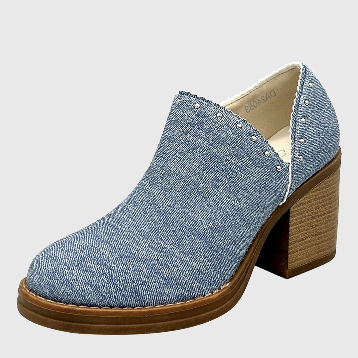 DINASTELLA - Botín para mujer con taco de 8 cm, cierre lateral y tachas