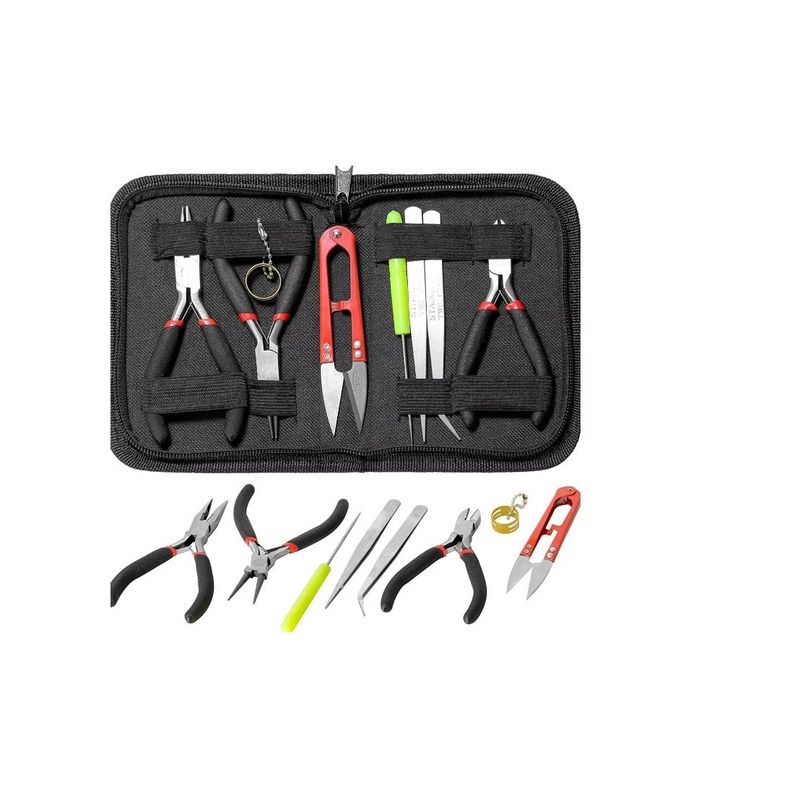 GENERICO - Set De Herramientas Bisutería Joyería Alicates Pinzas Tijera Negro
