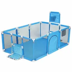 GENERICO - Corral De Seguridad Para Bebé Aro Basquetbal Celeste