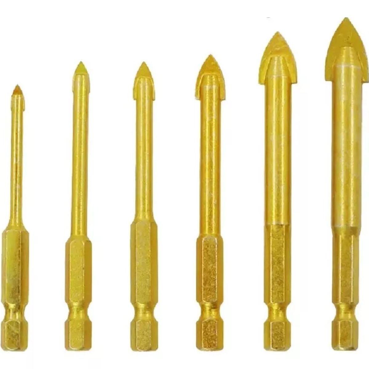 GENERICO - Set 6 Brocas Para Metal Concreto Vidrio Madera Mármol Hexagonal