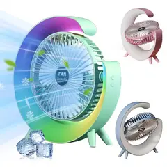IRM - Ventilador portatil giratorio con luz led multicolor