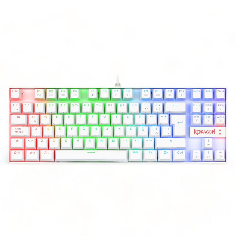 REDRAGON - Teclado Mecanico Kumara White K552WRGB-1R Español Switch Red