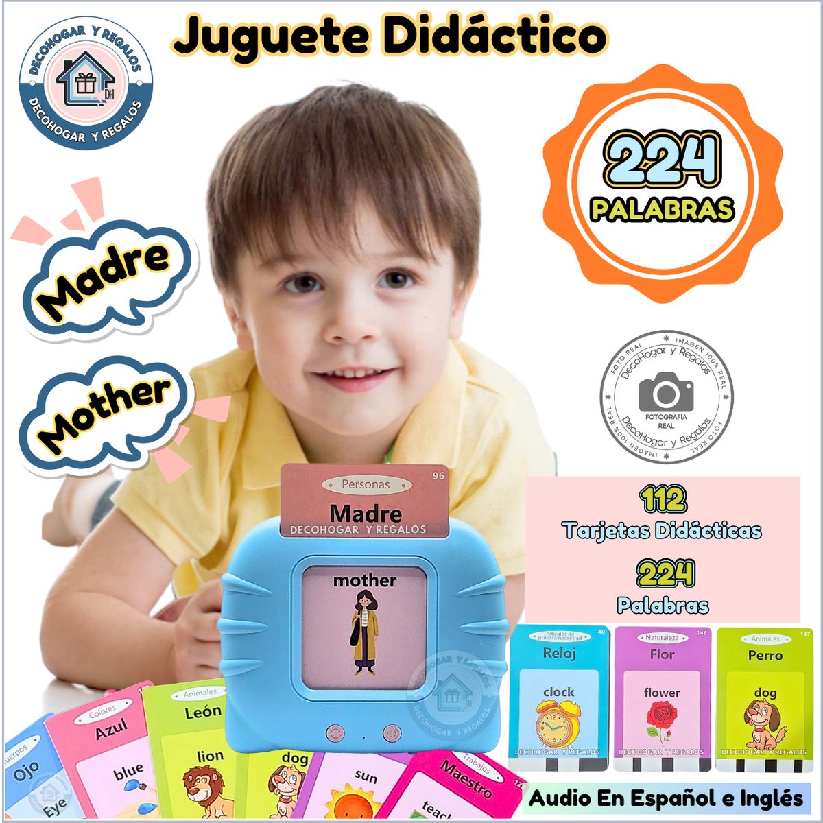 GENERICO - Juguete Aprendizaje Tarjetas Montessori Terapia Habla Niños Español