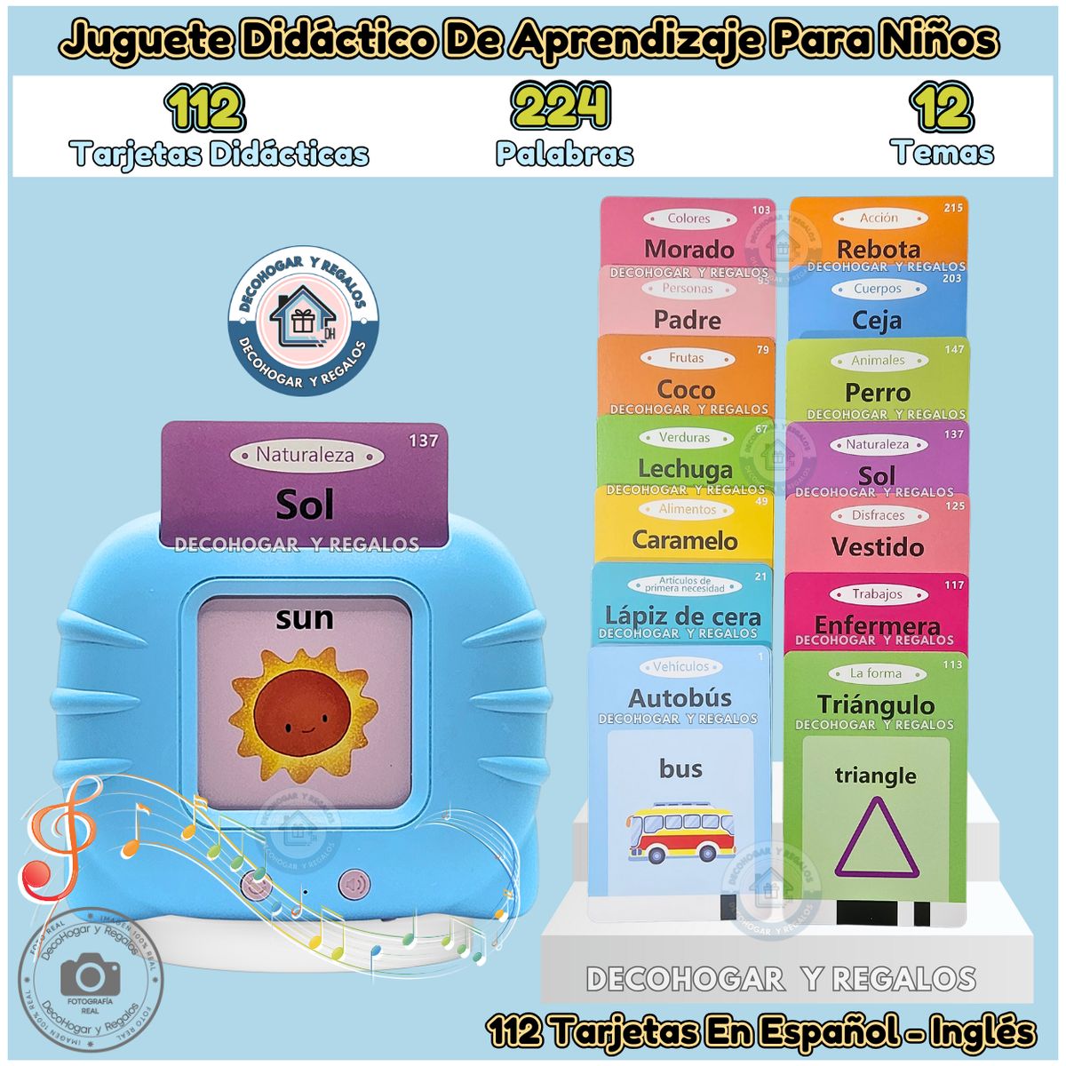 GENERICO - Juguete Aprendizaje Tarjetas Montessori Terapia Habla Niños Español