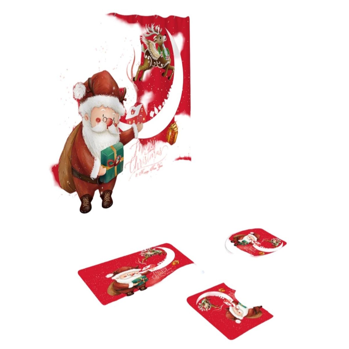 GENERICO - Set Navidad 4 Piezas Decoración Baño Festiva 29o5