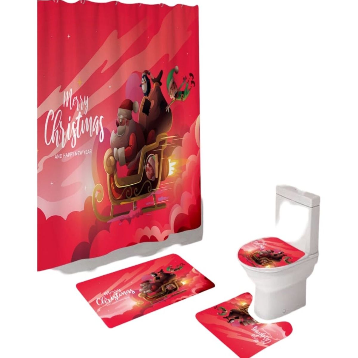 GENERICO - Set Navidad 4 Piezas Decoración Baño Festiva 29o3