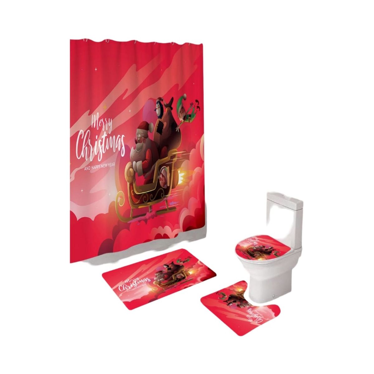 GENERICO - Set Navidad 4 Piezas Decoración Baño Festiva 29o3