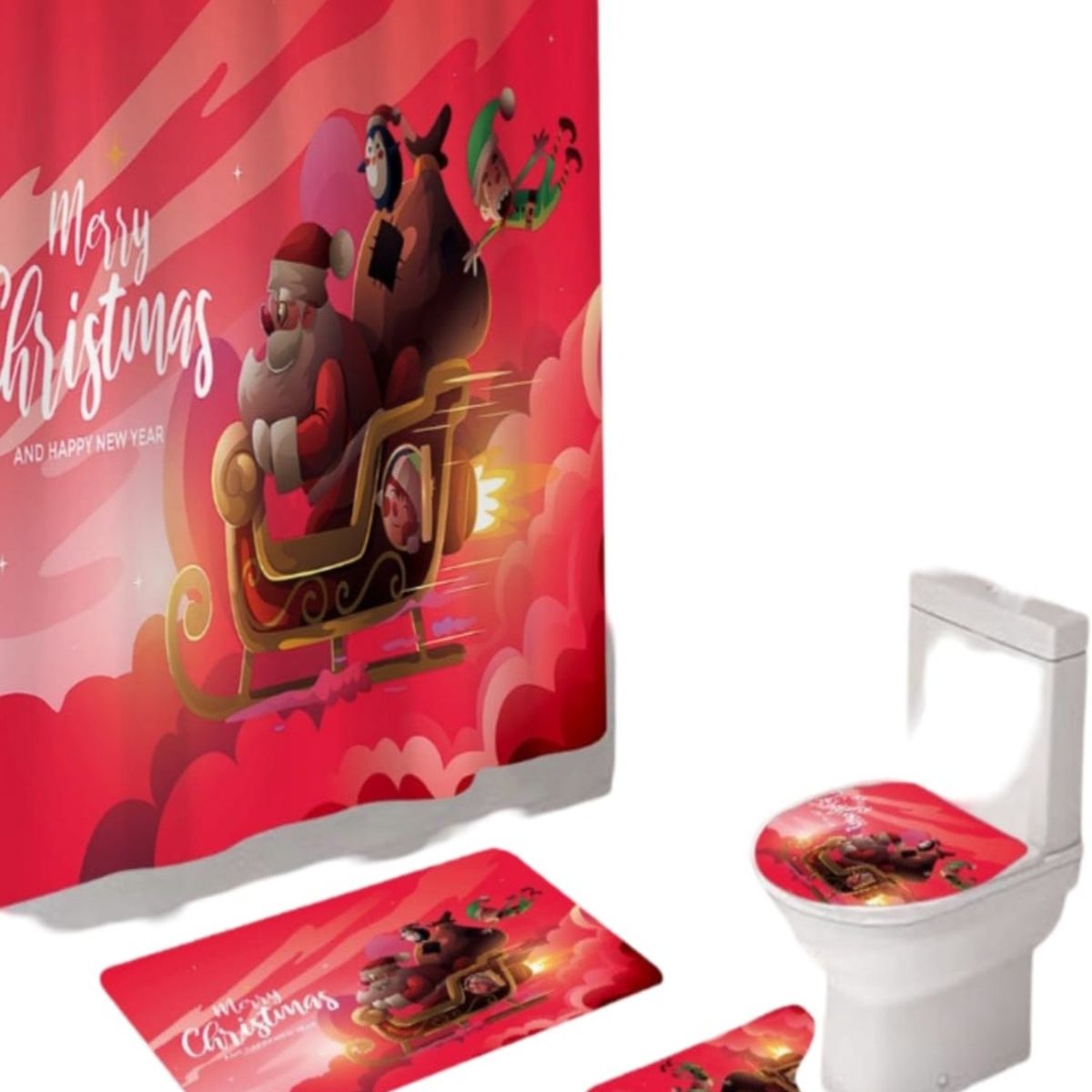 GENERICO - Set Navidad 4 Piezas Decoración Baño Festiva 29o3