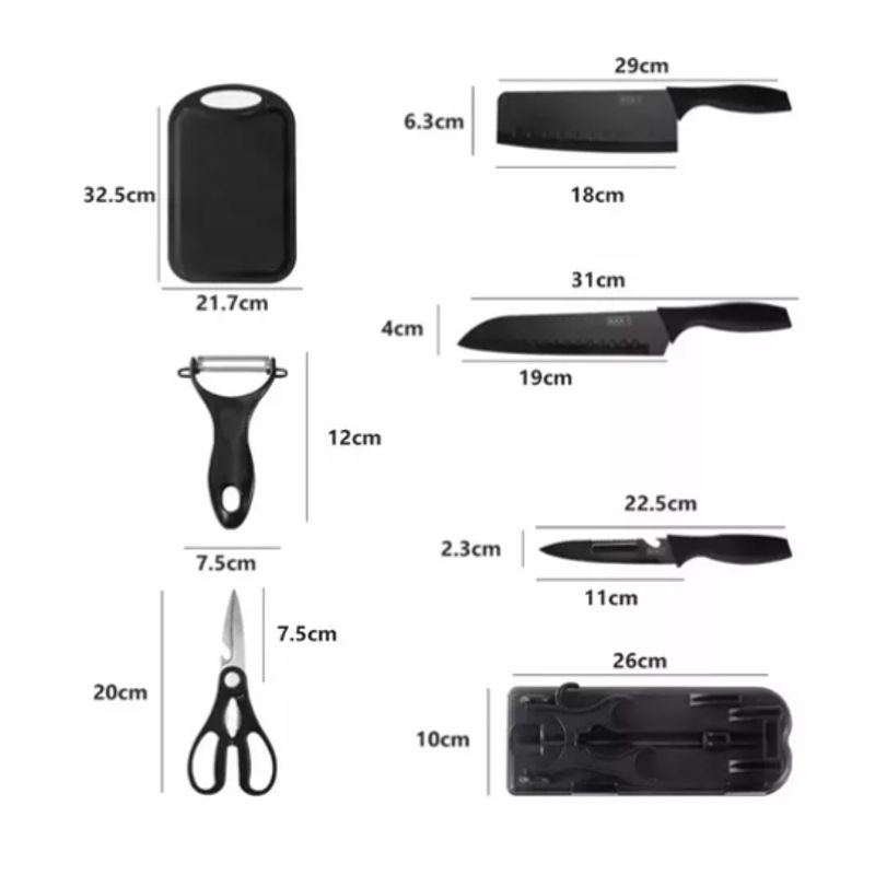 GENERICO - Set Cuchillos Tijera Pelador Tabla Picar Utensilios Cocina