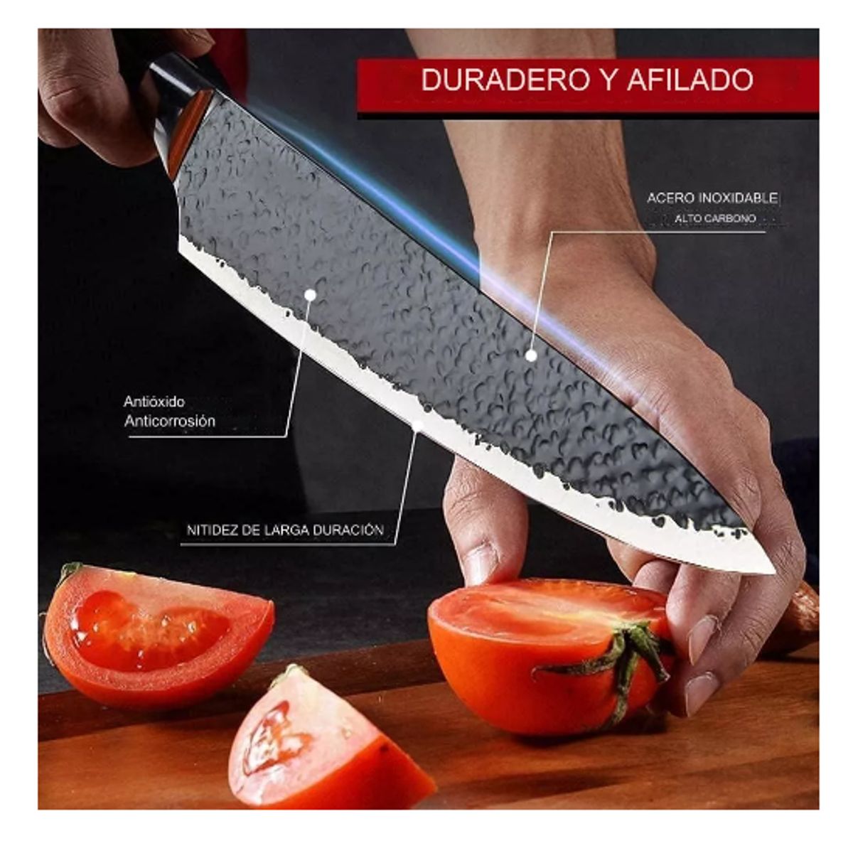 GENERICO - Set De Cuchillos Cocina Profesional Acero 6 Pzs