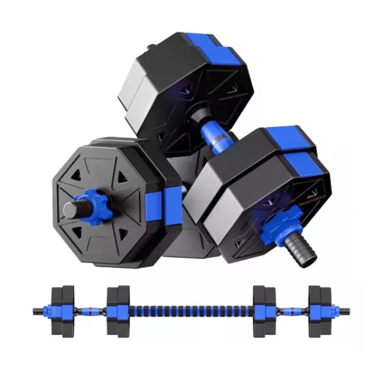 GENERICO - Set Mancuernas Y Barra Armable 20kg Pesas Ajustables Fitness