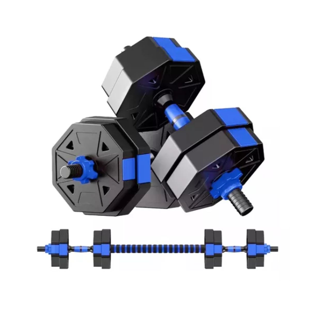 GENERICO - Set Mancuernas Y Barra Armable 20kg Pesas Ajustables Fitness