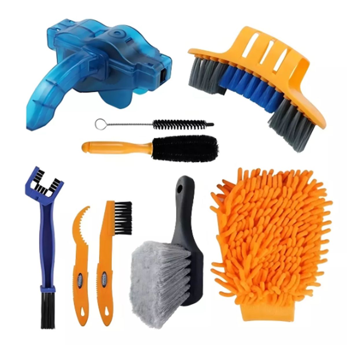 GENERICO - Limpieza Bicicleta Kit 9 Piezas Cepillo Polvo +limpia Cadena