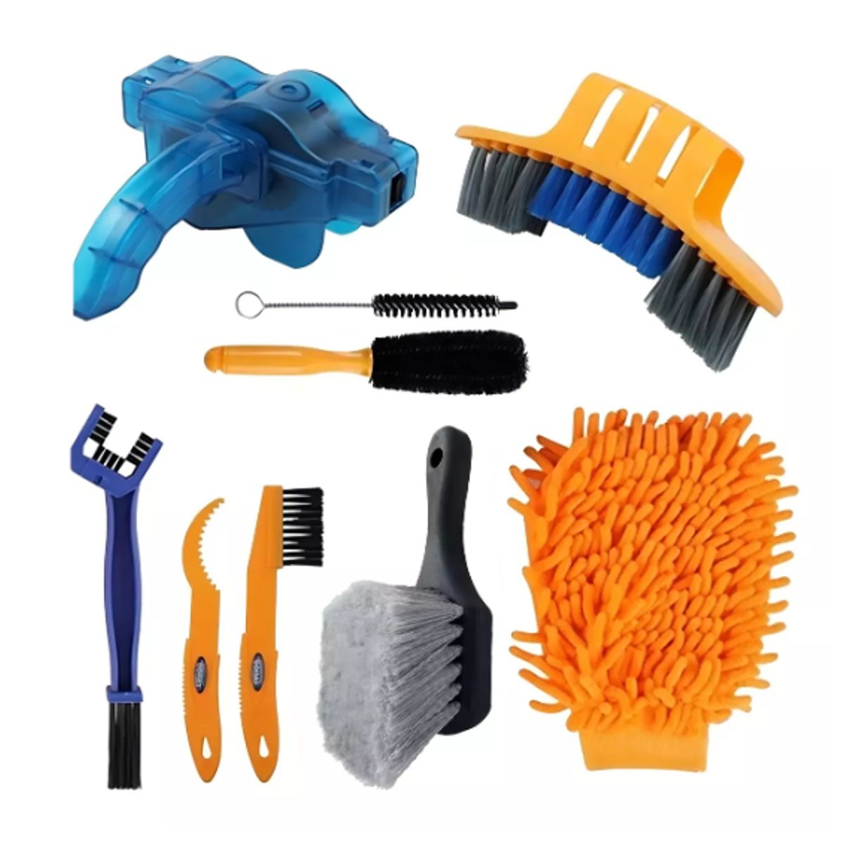 GENERICO - Limpieza Bicicleta Kit 9 Piezas Cepillo Polvo +limpia Cadena