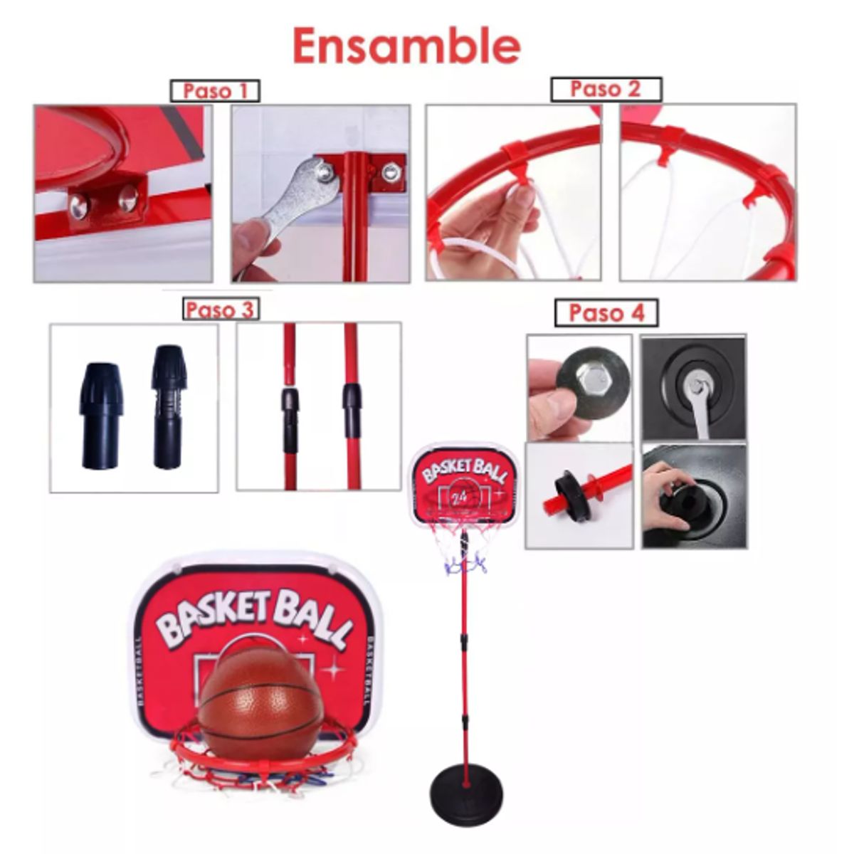 GENERICO - Soporte Baloncesto Altura Ajustable Niños + Balón + Inflador