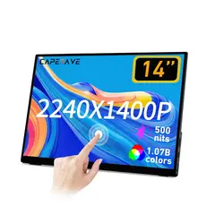 CAPERAVE - Monitor portátil con pantalla táctil 2K de 14 pulgadas