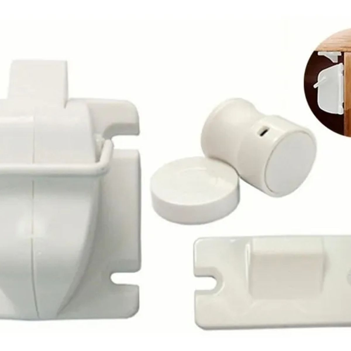 GENERICO - Set 4 Seguros Imán Puerta Cajones Cerradura Niños Bebes