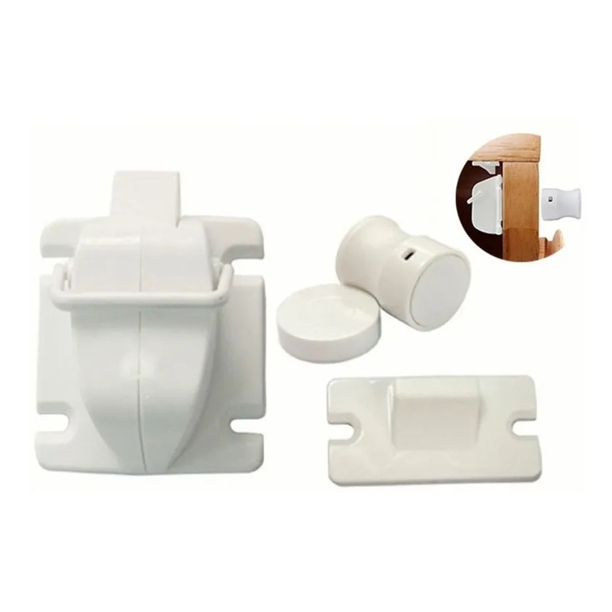 GENERICO - Set 4 Seguros Imán Puerta Cajones Cerradura Niños Bebes