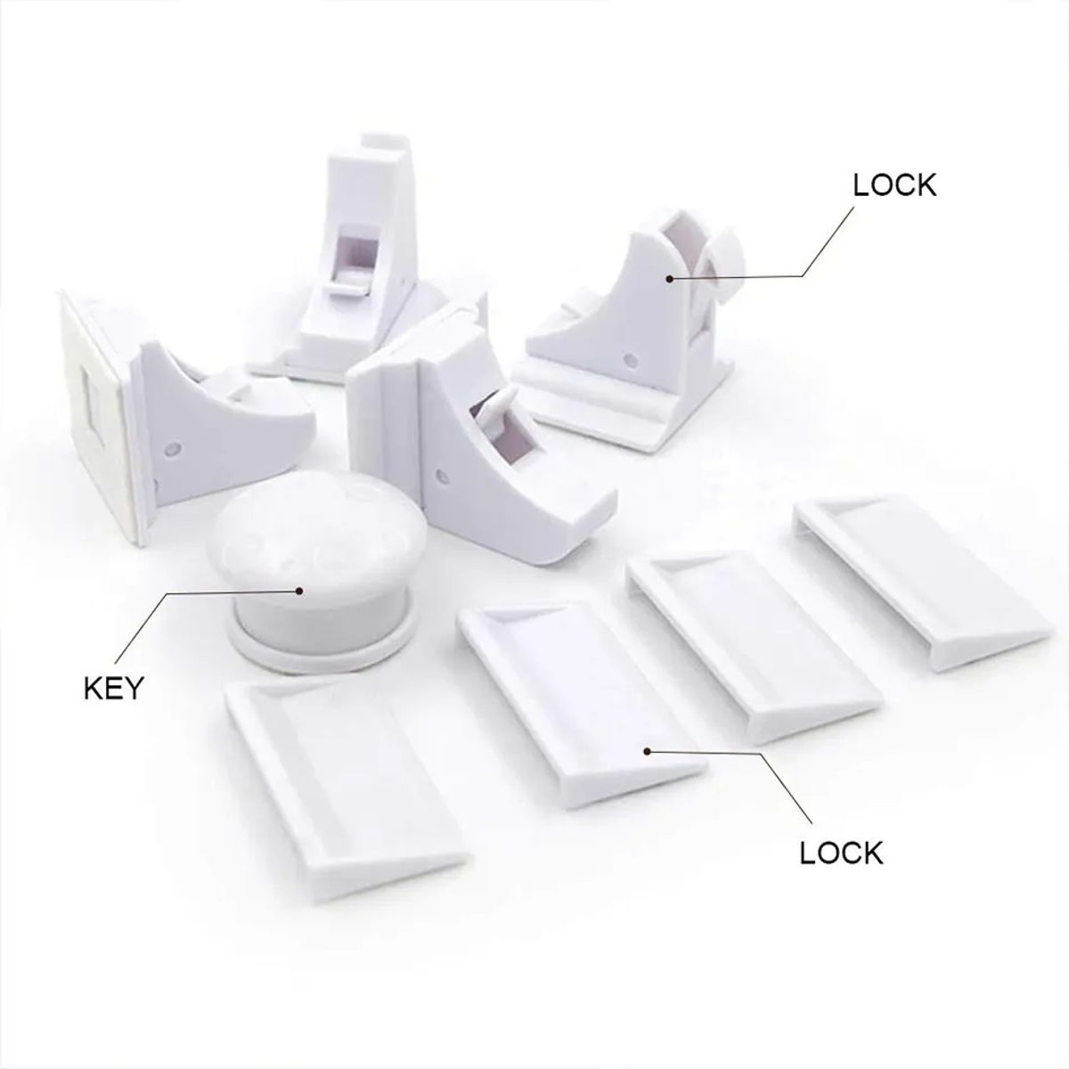 GENERICO - Set 4 Seguros Imán Puerta Cajones Cerradura Niños Bebes