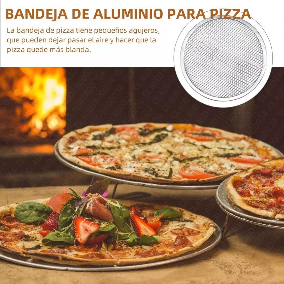 KUANGYE - 5 Piezas Rejilla Pizza Aluminio 38 Cm, Malla Hornear Pizza