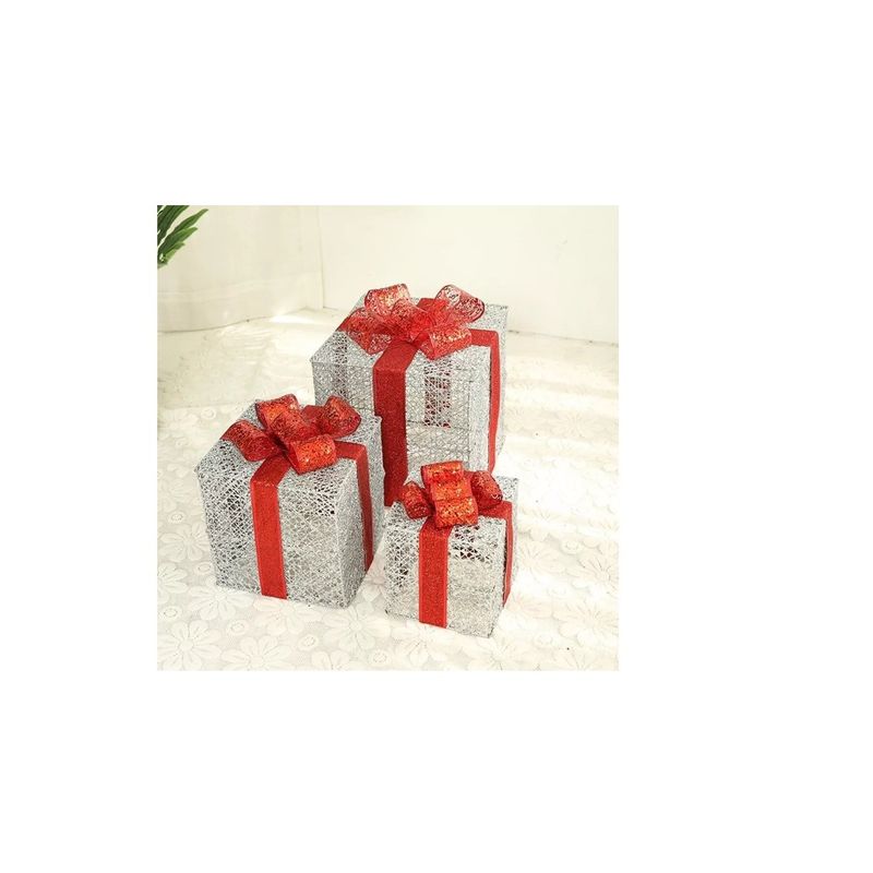 GENERICO - Caja Navidad Adorno Navidad Caja Regalo Con Led Rojo
