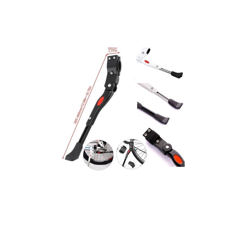 GENERICO - Pata Apoyo Para Bici Ajustable Soporte 100 Aluminio Negro