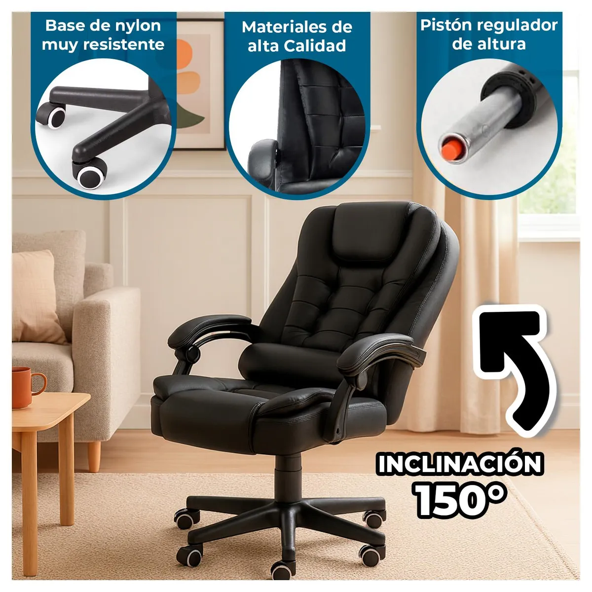 GLOBAL LATIN GROUP - Silla de Oficina Escritorio Ejecutiva con Diseño y Confort Premium