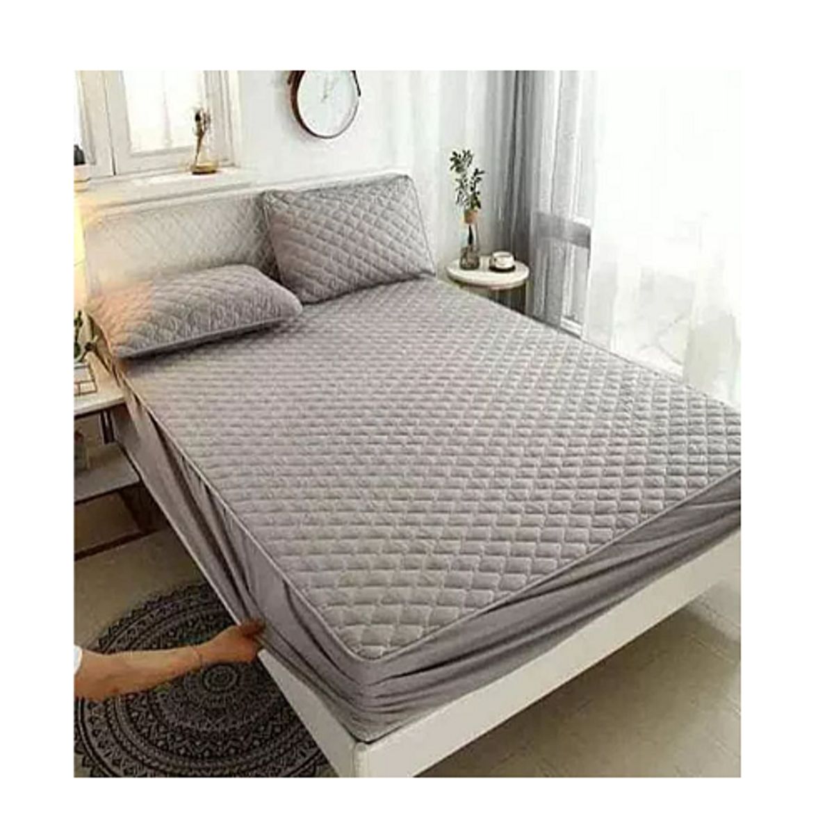 GENERICO - CubreColchon Protector 100% Impermeable Color Gris de Una Plaza