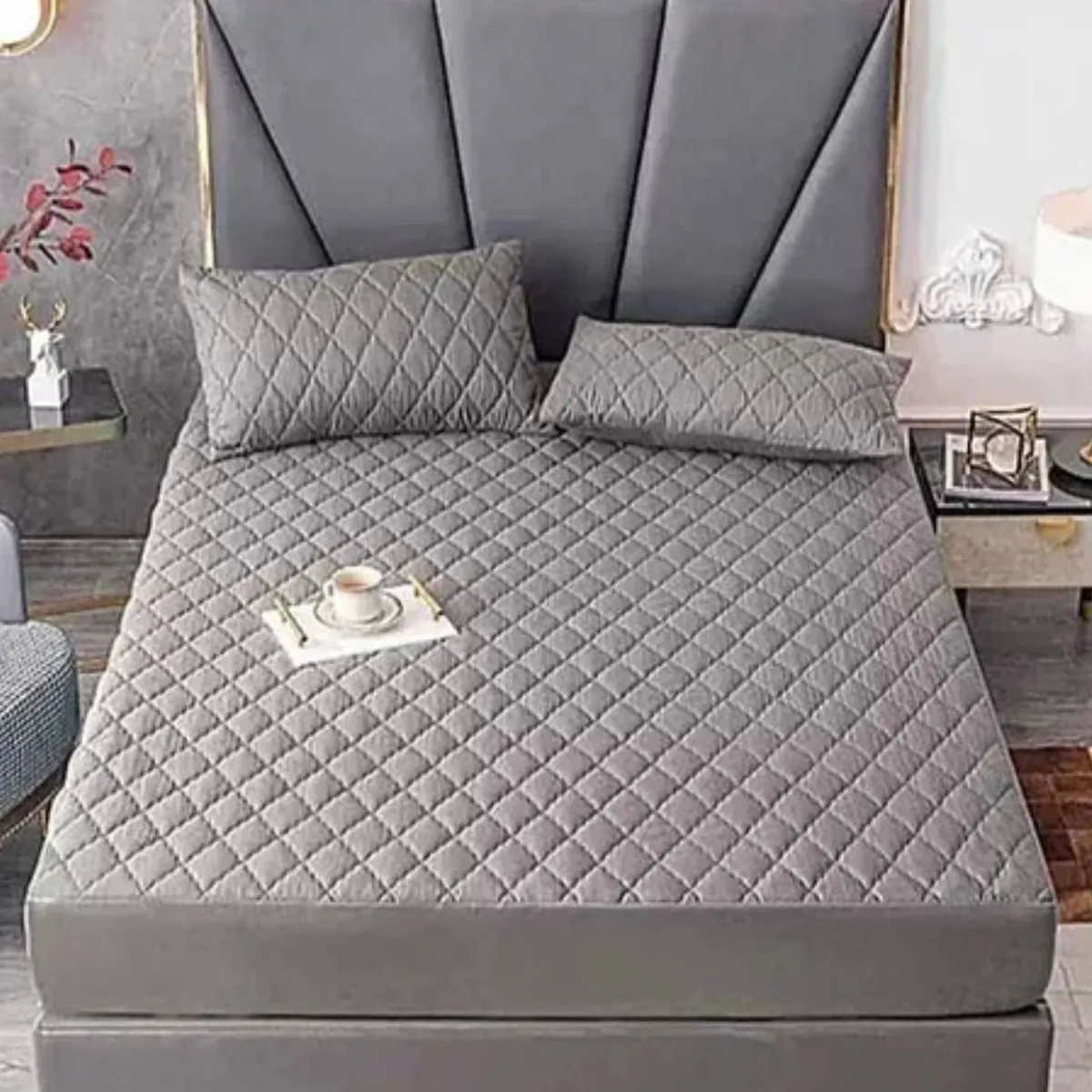 GENERICO - CubreColchon Protector 100% Impermeable Color Gris de Una Plaza