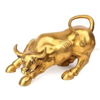 Figura De Toro Imponente Dorado Metálico Estatuilla Oficina