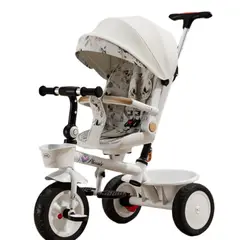GOLDEN BABY'S - Triciclo de empuje 360° Multiposiciones Con Mesita Blanco
