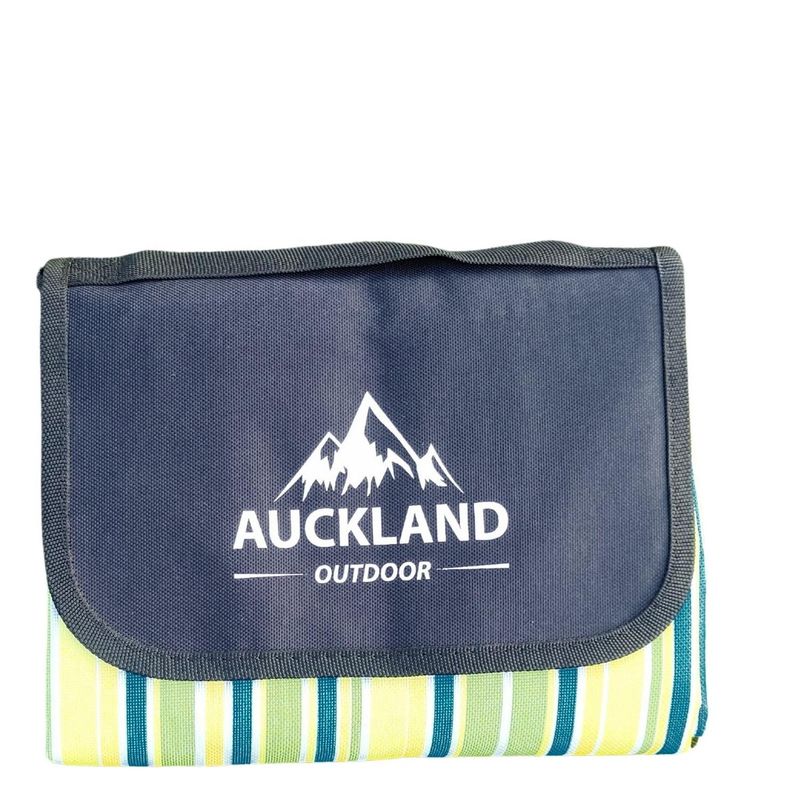 AUCKLAND OUTDOOR - Manta Picnic Impermeable Rayas Verde 150X180Cm Camping Playa