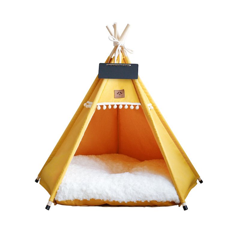 GENERICO - Cama Carpa Tipi Para Mascotas Estilo Boho-Nordico Mostaza