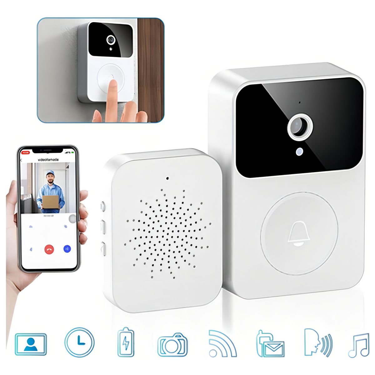 GENERICO - Timbre De Video Inalámbrico Inteligente Con Intercomunicador