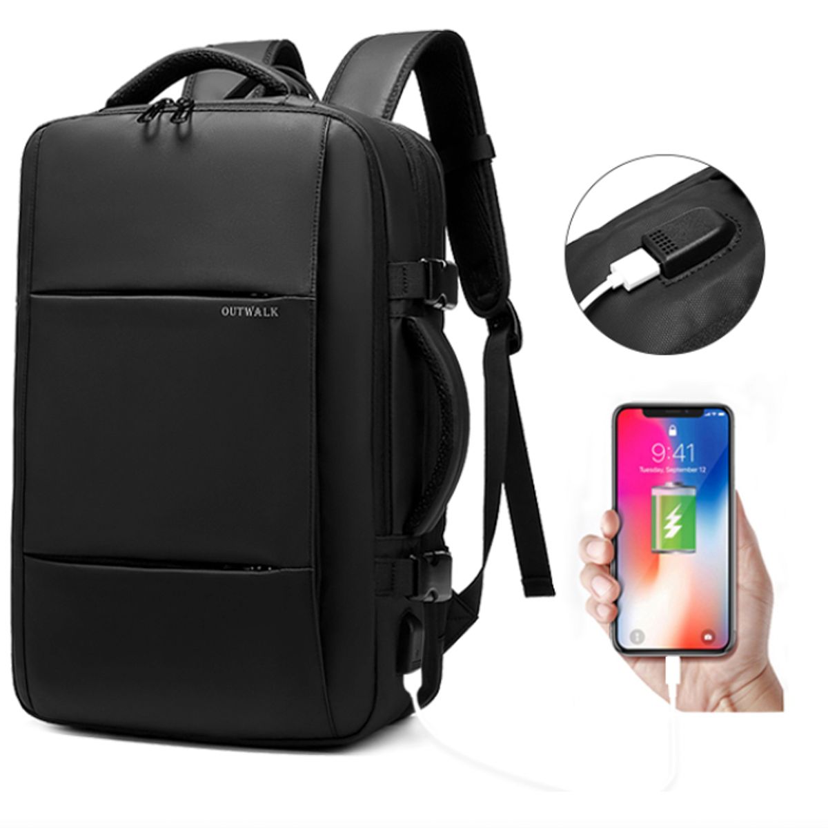 FACTORYTECH - Mochila Bolso Notebook Viajera  17 Pulgadas 23 a 39LT Goforit