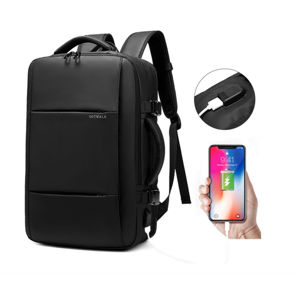 FACTORYTECH - Mochila Bolso Notebook Viajera  17 Pulgadas 23 a 39LT Goforit